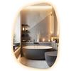 Wallfluent Specchio Minimalista con Luci LED 55,1x38,2 cm Forma Organica Stile Industriale Verticale o Orizzontale Asimmetrico con Illuminazione per il Bagno, Corridoio e Soggiorno Luce Calda Senza Cornice