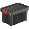 eacommerce | Box contenitore multiuso | Coperchio con clip soft touch, impilabile e sovrapponibile, resistente agli urti | Per garage, deposito, portagiochi (Nero, 10 Litri - 23x34x19,5 cm)
