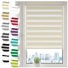Sonello Tenda a rullo doppio strato Giorno e Notte a senza foratura 85cm x 130cm crema, facile Fissaggio a Clip Senza Viti, Tenda a rullo Zebra per Finestra o Porta, protezione solare