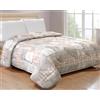 Tata Home Trapunta Invernale Matrimoniale Imbottita in Morbida Microfibra Piumone Letto Trapuntato Caldo e Soffice Autunno Inverno Traspirante Anallergico Mod. Mony Dis.2 Cuori Shabby Colore Beige