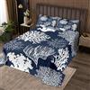 Homemissing Set di coperta oceanica Beach Coastal Alghe Trapuntato Copriletto per Bambini Ragazzi Ragazze Camera Decor Vita Marina Sea Coverlet Hawaiian Beach 3 Pezzi King Size