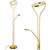 hofstein Piantana a LED Donna - Lampada da terra per soggiorno in ottone con 2070 Lumen - Faretto a LED con luce bianca calda per soggiorno, corridoio, sala da pranzo, camera da letto - Lampada da terra in ottone dorato