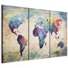 Cuadros B&D XXL - Quadro Grande Mappa del Mondo 120x80 cm 3 Pezzi - Stampa su Tela Strutturata - Quadri Moderni Componibili Camera da Letto Matrimoniale - Planisfero da Parete 020113-47