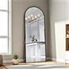 Poeahu Specchio da Terra ad Arco, 162 x 53 Specchio da Parete Grande con Cornice in nero Alluminio, Specchio da Terra da Appoggiare o Appendere per Soggiorno, Camera da Letto, Ingresso, Nero
