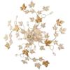 Be-Light Plafoniera Shabby Edera 4 Luci Ferro Battuto Avorio Oro Con Foglie E Cristalli