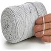 MeriWoolArt® Corda di Cotone Macramè per Creazione di Gioielli, Artigianato, Braccialetti di Corda Colori - 225m Corda Macramè 2 mm Lurex - Filato Macramè Colorato - Cavo Metallico