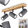 hofstein Lampada da soffitto Javel, lampada da soffitto moderna in metallo in legno ottico/nero/antracite, spot con faretti regolabili, 3 luci, 3 x GU10, senza lampadina/e