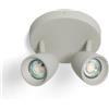 LEDKIA LIGHTING Lampada da Soffitto Circolare Orientabile Alluminio 2 Lampade Adrien Grigio Pietra GU10