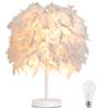 SHIKUN 1 confezione di lampada da tavolo in piuma Lampada da comodino Lampada da comodino in piuma paralume con lampadina da 3 W per soggiorno, camera da letto, decorazioni per la casa, S