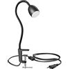ledscom.de Luce a morsetto GU10 KLUK con collo d'oca, nero incl. GU10, bianco, 4,888W, 450lm