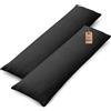 NatureMark Confezione da 2 federe per cuscini in jersey, per dormire lateralmente, cuscino per il collo, conformi all'OEKO-TEX, da 40 x 145 cm, in diversi colori e dimensioni, Nero