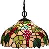 SHENGXUAN Lampada a Sospensione Stile Tiffany, 12 Pollici Foglia Uve Vetro Colorato Soffitto Lampadario a Sospensione Retro Pastorali Realizzata a Mano Paralume per Soggiorno Camera da letto Cucina Corridoio