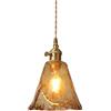 Riankh Lampada a sospensione in vetro caramello fatto a mano irregolare, Lampadario da soffitto industriale retrò con presa E27 e interruttore ON/OFF (C) (Size : B)