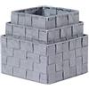 BM 4620 Cestino Portaoggetti Bagno Effetto Rattan Quadrato, Set di 3 Cestini da Scaffale Grigio Intrecciato Organizer Scatole Portaoggetti Adatto a Diversi Usi Organizzazione