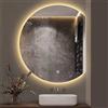 QATGQBCF Specchio da Bagno LED Semicircolare, Taglio Sinistro, Taglio Destro, Moderno Specchio da Parete Senza Cornice, Specchio Illuminato con Regolazione 3000K/4000K/6000K(Right Cut,54x60CM)