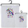 Generico Set 2 Asciugamani Bagno Personalizzati 100% cotone Made in Italy Asciugamano Viso e Ospite Bianco Con Stampa Personalizzata Idea Regalo Bagno Doccia Biancheria Casa Bambina Bebè Con Nome e Unicorno 2