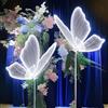 Generic Farfalla Lampada da terra con illuminazione a LED regolabile in altezza per decorazioni romantiche per matrimoni e feste