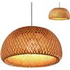 GHY Lampadario A Sospensione Vintage in bambù Naturale Intrecciato Fatta A Mano Rattan Lampada da Soffitto Vimini Regolabile E27 Ristorante Bar Camera da Letto Dell'hotel Soggiorno,Ottone,60cm