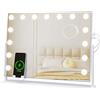 Dripex Specchio da Trucco con Luci Hollywood 15 LED, 46Lx62l cm, Rotazione a 360°, 3 Temperature di Colore, Regolazione Luminosità, Supporto per Telefono Rimovibile, Superficie Specchio: 43Lx58l cm