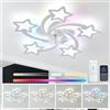 YFHKWJ Moderna Stella Bianca Lampadario Ventilatore Con Telecomando Camera Da Letto Bambini RGB Plafoniera Con Ventilatore 6 Velocità Reversibile Motore DC Per Soggiorno Camera Dei Bambini