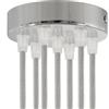 creative cables Kit rosone per lampadario da soffitto (serracavo conico, metallo color cromo, Ø 120 mm, 7 fori) - Fissaggio a staffa per lampadari e sospensioni multiple