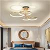 Huilefu Plafoniera LED da Soffitto a Anelli in Metallo, Moderna Tondo Lampada Soggiorno Decorativo Dimmerabile con telecomando per camera letto sala pranzo, D'oro,4 Ringe,75 cm