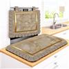 Masters House Biancheria per la Casa Set Cucina Copriforno 40x50 cm + Coprifornelli 46x70 100% microfibra anallergica Design Effetto Marmo Cornice Oro - Protezione Completa 5 Colori stampa digitale 4K Made in Italy (Beige)