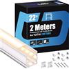 HOOLED 22 profili in alluminio per nastro LED 2 metri La guida del diffusore di luce, profilo LED incassato, dimensioni 20 x 20 mm, larghezza massima banda 15 mm, con coperchio in PC bianco