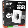 Eurocali 10x Portafaretti in Gesso da Incasso Controsoffitti Quadrato 100x30mm - per Faretti diam. 50mm GU10 GU5.3 colore bianco portalampada GU10 inclusi - Eurocali