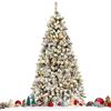 COSTWAY Albero di Natale Innevato 180/225 cm, Albero di Natale con 250/450 Luci a LED Bianco Caldo, 600/1010 Rami Folti e Base Metallica, Ideale per Casa, Ufficio e Negozio (180 CM)