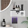 mumisuto Spazzolino Igienizzante UV da Bagno, Sterilizzatore per Spazzolino Elettrico da Parete Bagno, Organizzatore Per 5 Spazzolini con Dispenser Dentifricio Automatico (Bianco)