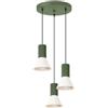 SOLLUX lighting Lampada a Sospensione - Lampada a Pendolo - Lampada da Soffitto Acciaio Alluminio - 3 Paralumi - Lampada LED Lampadina - Beige Verde Oliva Estria