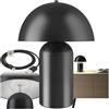 tectake® Piccola Lampada da Tavolo Retro, Abat-Jour Design a Fungo anni '70, Batteria Ricaricabile USB-C, Lampda Portatile con funzione Touch, Illuminazione Dimmerabile, Acciaio Robusto, 40W - Nero