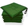 MENKËLL - Set 6 Cuscini Sedia da Cucina in Cotone - Cuscini Coprisedia Universali 40x40 cm - Cuscino 4 punti con Lacci di Fissaggio Imbottiti 100% Made in Italy (Verde, 40x40 cm)