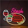 LEMST Luci al Neon Da Parete Luce alimentata tramite USB dimmerabile per insegne al neon per bistecca per la decorazione della parete del ristorante Steakhouse 28.61cm×36cm