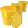 FixedByU 3X Secchio con coperchio da 16 litri Giallo - per alimenti, ermetico e stabile, secchio vuoto con manico e chiusura a scatto per alimenti, chimica, vernice murale, detersivo in polvere, adesivi