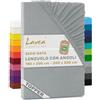 Lavea® Lenzuolo con Angoli Matrimoniale 180x200 cm - Jersey 100% Cotone - Per Materassi Topper fino a 10 cm - Con Elastico Tutto Intorno - Certificato OEKO-TEX - Argento