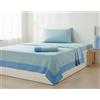 Viterbo Biancheria Coordinato Lenzuola Completo Letto Matrimoniale In Morbido Pile A Fantasia Kenia (6127) (Quadratini Celeste)