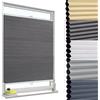 WOLTU Tenda Plissettata a Nido d'Ape, Tenda Avvolgibile Plissettata oscurante per Protezione solare e privacy di porte e finestre, senza Foratura, Colore Grigio scuro-Bianco 70x120 cm