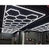 XYLGJYT Luci LED esagonali for garage, ultra luminose 6500K 168W/672W, illuminazione a soffitto for palestra for dettagli auto garage, officina, negozio, con tubi luminosi e accessori(14 Grid)