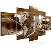 Runa Art Mappa Del Mondo Murali Tela Non Tessuta 5 Pezzi Astratto Moderno Marrone Camera Da Letto Corridoio 106853b