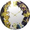 Baroni Home Orologio da Parete Silenzioso in Vetro Temperato, Orologio da Muro con Numeri Romani e Lancette Oro, Orologio da Soggiorno, Studio e Sala da Pranzo, 43x4x43 cm, Marmo Specchio