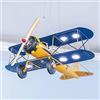 Sunny Lingt Modern Art Deco Aereo luce del pendente, Fumetto Biplano 8 luci Lampadario, Navy Blue LED metallo Lampada a sospensione, for Amusement Park Soggiorno Ragazzi da letto for bambini in camera