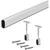 Gedotec Asta ovale per armadio 1000 mm con supporto centrale per montaggio a soffitto, asta per nicchia in metallo cromato, tubo per armadio 30 x 15 mm, 1 set di tubi per mobili per armadio