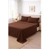 Corredocasa Completo Letto Lenzuola in Cotone, Qualità Made in Italy - PURO COTONE 100% Morbido e Traspirante in ogni Stagione - SET Lenzuolo Sotto con Angoli, Sopra e 2 Federe (Marrone, Matrimoniale)