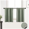XTMYI, Tende oscuranti per camera da letto, corte, oscuranti, isolanti, blocco della luce, per finestre e cucina, set da 2 pannelli, lunghezza 76 cm, verde salvia
