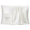 Zaizaihome Set di 2 federe in 100% seta di gelso, per capelli e pelle, 25 momme, grado 6A+, con cerniera nascosta, federa in seta su entrambi i lati, anti-invecchiamento, senza acne (king size, bianco naturale,