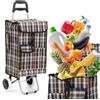 Luna Trolley per la spesa pieghevole impermeabile da 40 litri, Shopping Trolley, carrello della spesa pieghevole, borsa per la spesa con 2 ruote, cestino per la spesa con ruote (marrone/blu a quadretti)