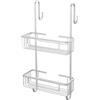 Inbagno Mensola Doccia Porta Oggetti Rettangolare In Alluminio Argento A 2 Ripiani Con Ganci, L 28 x P 12 x H 57,5 Cm, Installabile Su Box Doccia E Cabine Doccia