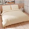 PETTI Artigiani Italiani - Set Copripiumino Singolo Maxi 220x155 cm (1 Federa 80x80 cm Inclusa), Parure Copripiumino Morbida Microfibra Tinta Unita Panna